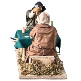 Pair of card players at the table 14 cm in motion