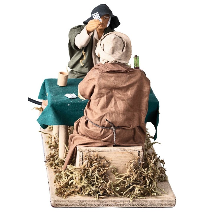 Pair of card players at the table 14 cm in motion