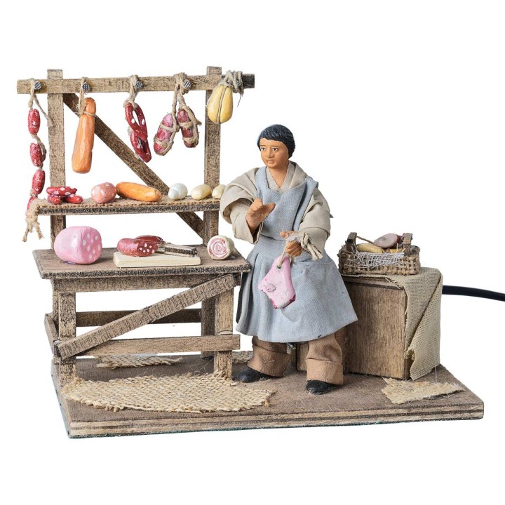 Butcher with a moving cold cuts stall 12 cm