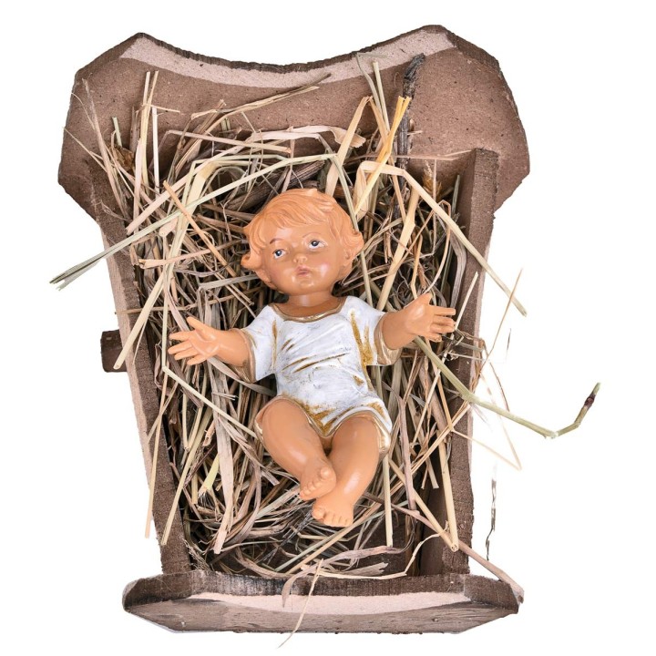 Culla in legno con Bambino serie 30 cm Fontanini