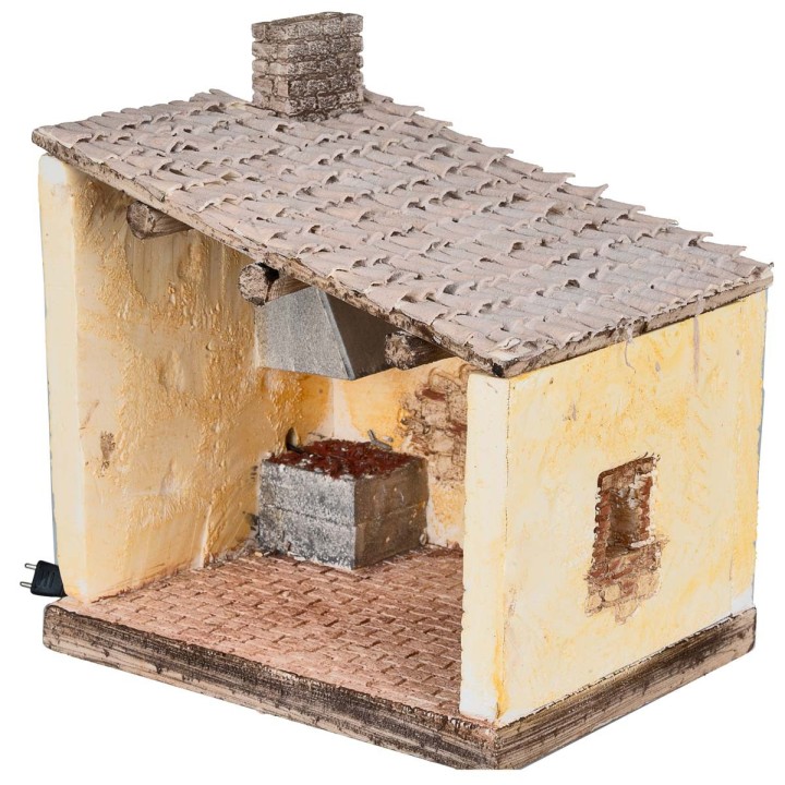 Taller del herrero con brasero funcionando cm 22x18x24 h