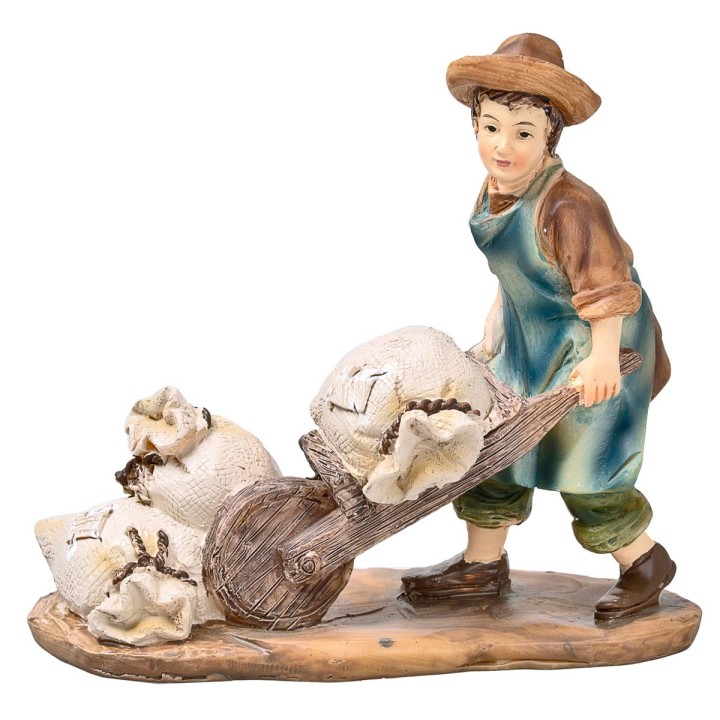 Miller in painted resin with wheelbarrow series 10 cm