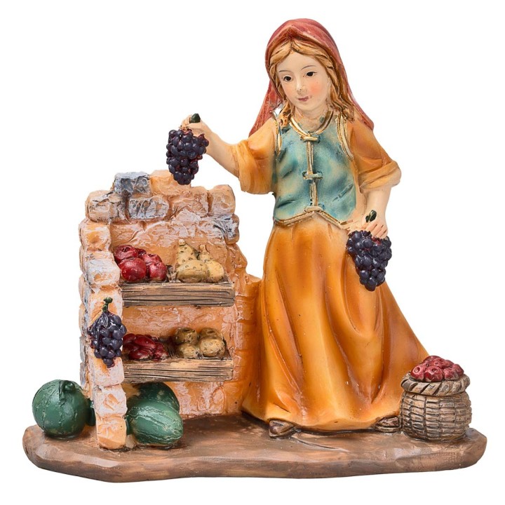 Vendedora de frutas en resina 10 cm