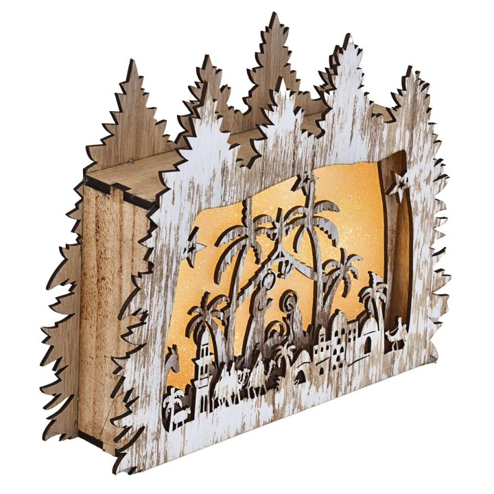 Presepe in legno Illuminato cm 26x5.5x21 h