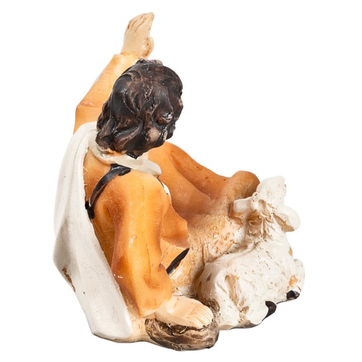 Lying shepherd with sheep series 9 cm in resin