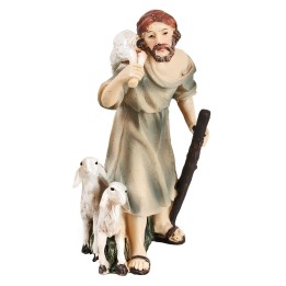 Pastor con bastón y ovejas serie 9/10 cm en resina