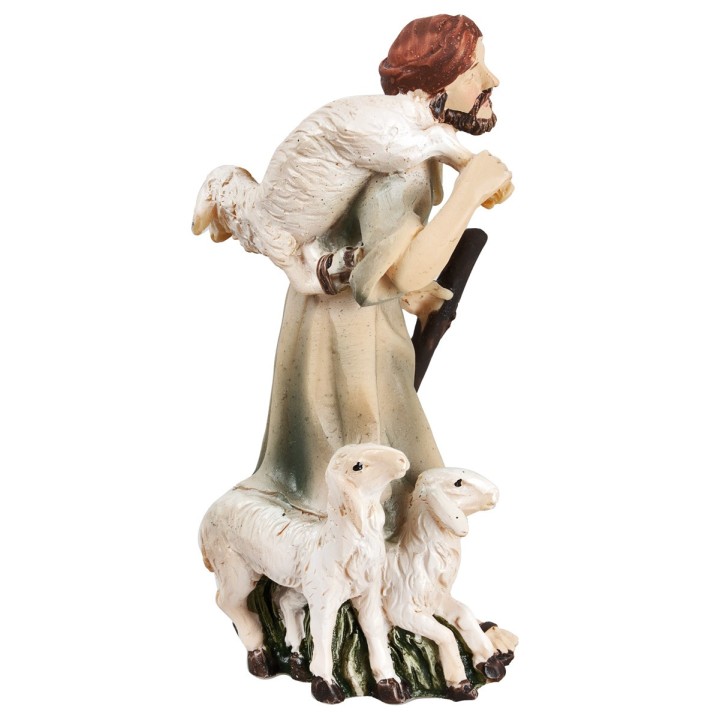 Shepherd with staff and sheep series 9/10 cm in resin
