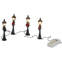 Set of 4 battery-operated street lamps