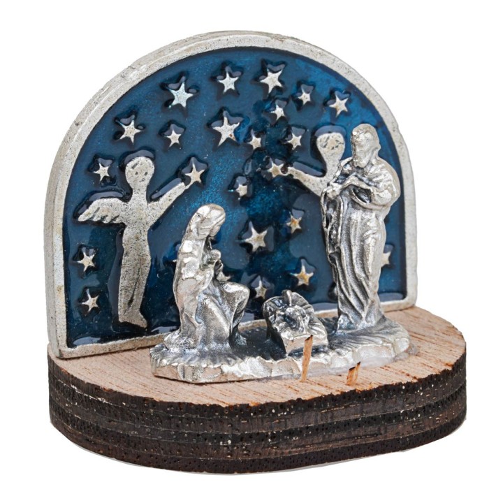 Natividad con cielo estrellado en metal cm 3,5x2,5x3 h