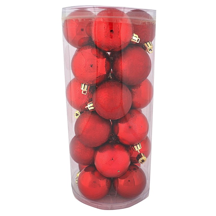 Set 24 palline rosse ø 6 cm per albero di Natale