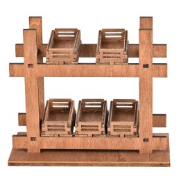 Wooden stall with crates cm 14x6.5x11.5 h