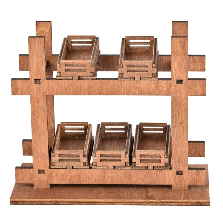 Bancarella in legno con cassette cm 14x6.5x11.5 h