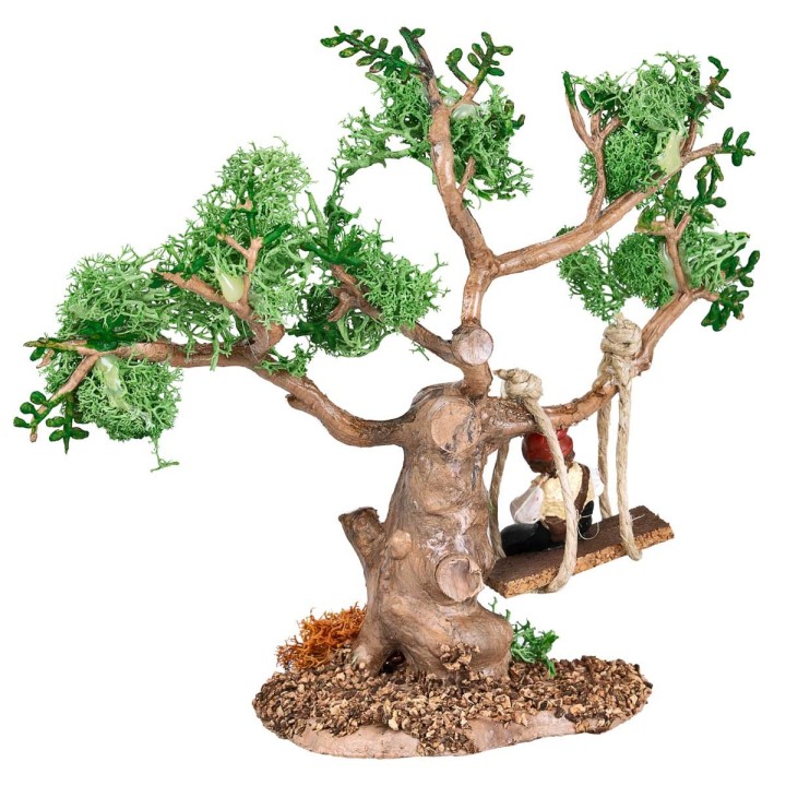 Niño en columpio colgado de un árbol h 16.5 cm