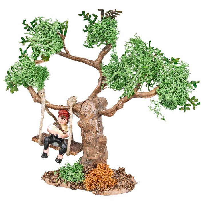 Niño en columpio colgado de un árbol h 16.5 cm