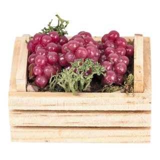 Caja de madera con racimos de uva cm 5x4x3 h