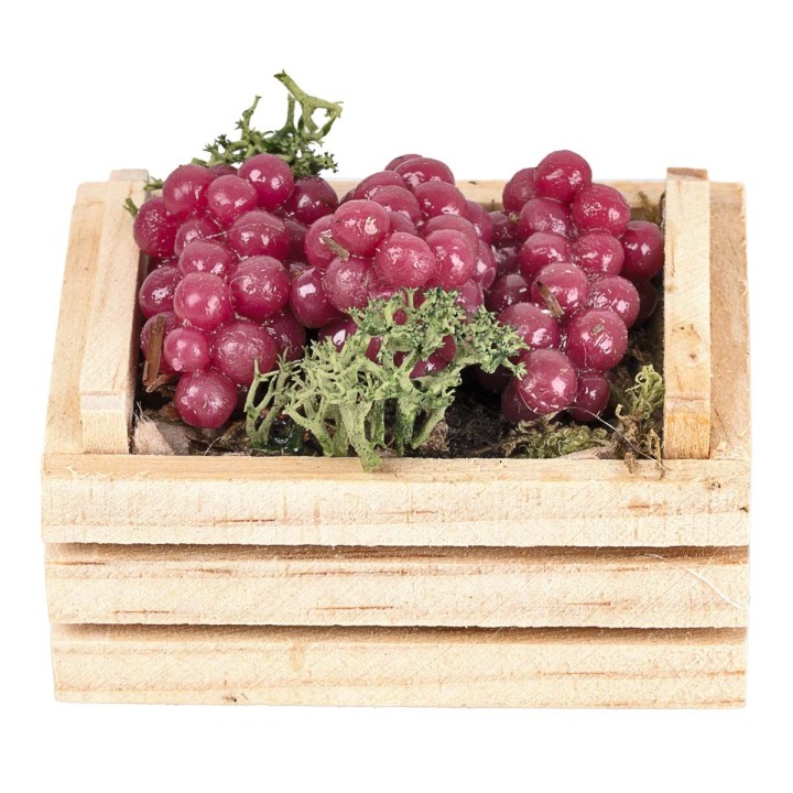Caja de madera con racimos de uva cm 5x4x3 h