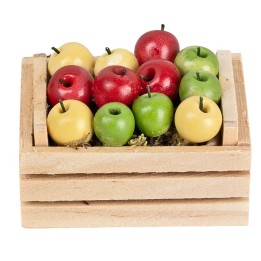 Wooden box with assorted apples 5x4x3 cm h