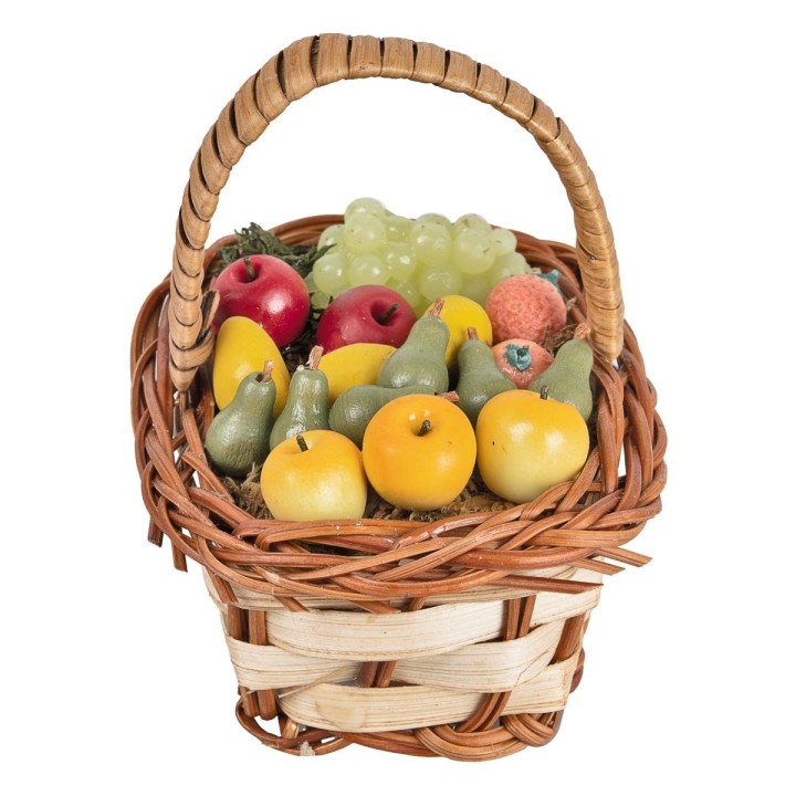 Cesta de mimbre con frutas surtidas en miniatura cm 6,5x5x7 h