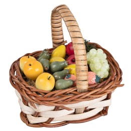 Cesta de mimbre con frutas surtidas en miniatura cm 6,5x5x7 h