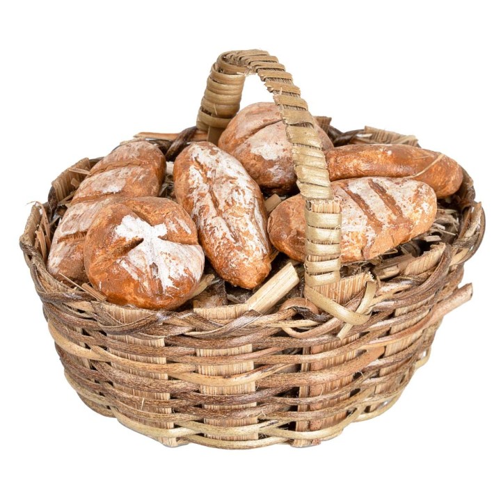 Cesta de mimbre con pan surtido cm 6,5x4x5 h