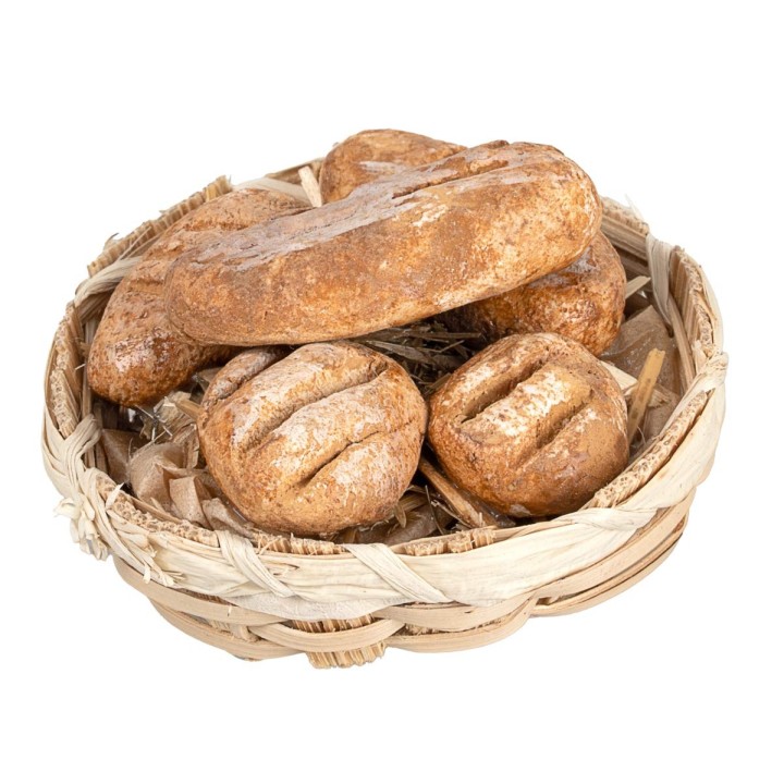 Cesta bassa in vimini con panini assortiti in miniatura Ø 4