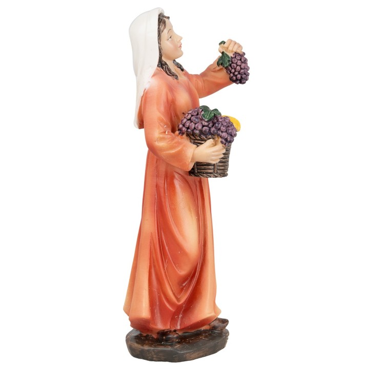 Woman with fruit basket in hand 15 cm in resin