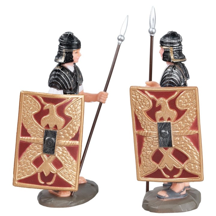 Set de 2 soldados romanos con lanza y escudo 8,5 cm