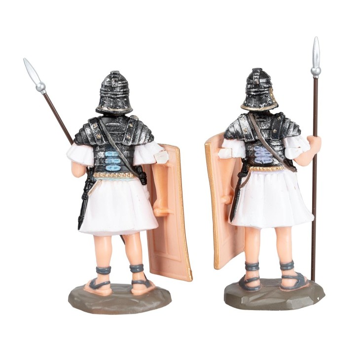 Set de 2 soldados romanos con lanza y escudo 8,5 cm