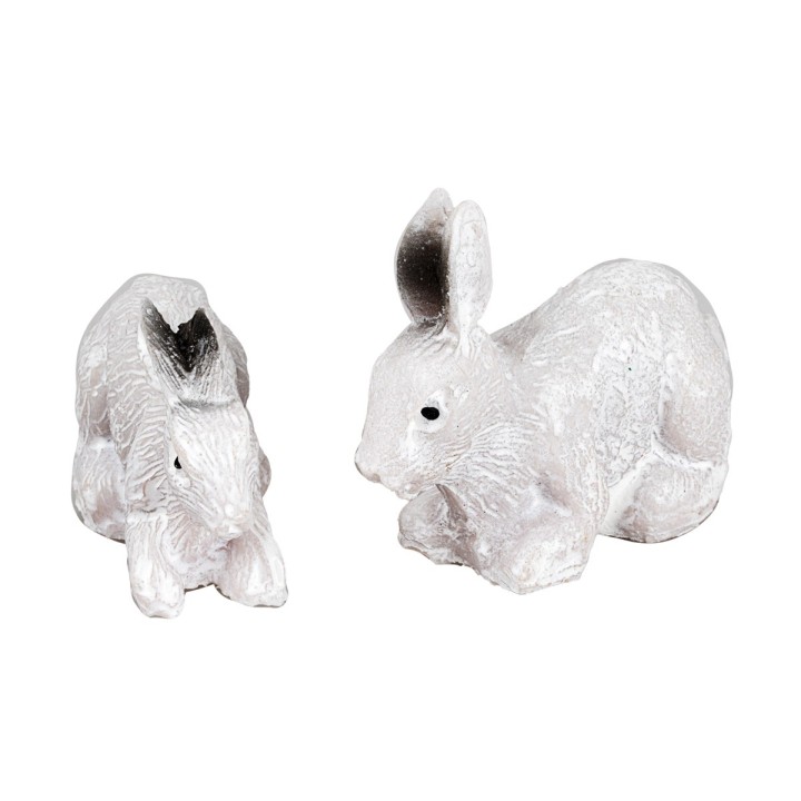 Set 2 conigli bianchi in resina per statue di 10 cm