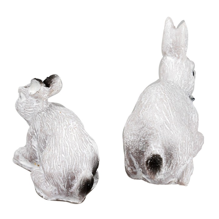 Set 2 conigli bianchi in resina per statue di 10 cm