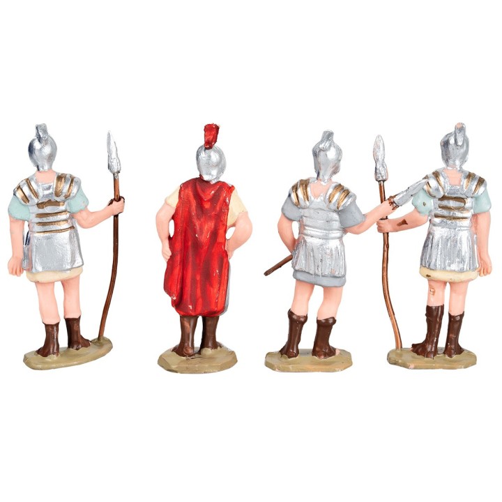 Set de 3 soldados romanos y 1 comandante, 8 cm