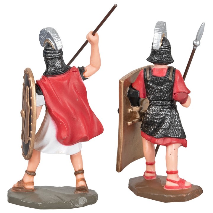 Set 2 soldati romani con scudo e lancia altezza 9 cm