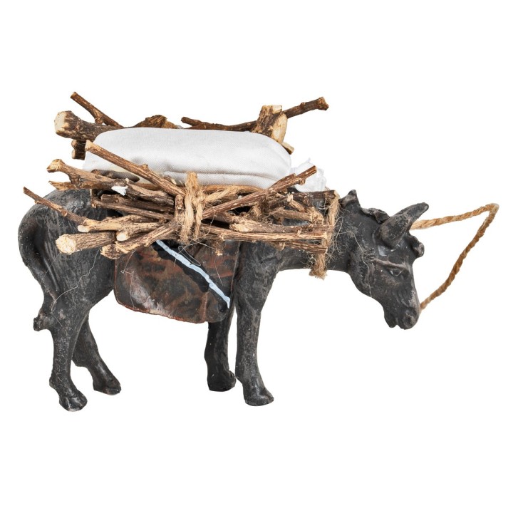 Resin donkey with bundles and sack – height 7 cm