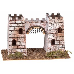 Castle composed of two towers connected by an arch cm 19.5x9x12