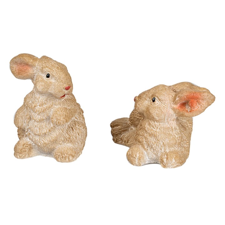 Set de 2 conejos surtidos en resina para figuras de 12 a 15 cm