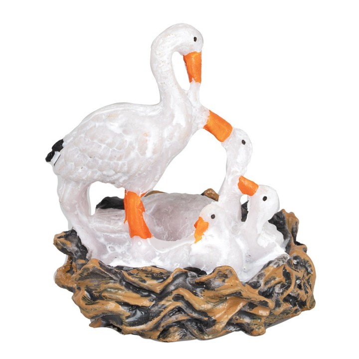 Swan with cygnets in resin nest cm 4x3x5 h