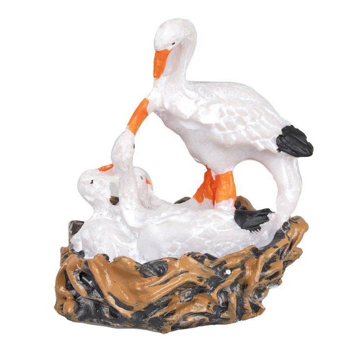 Cisne con crías en el nido de resina cm 4x3x5 h