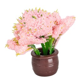 Pianta ornamentale con fiori rosa in vaso marrone Ø1,5x5 cm
