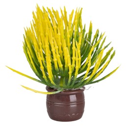 Planta con hojas y flores amarillas en maceta marrón Ø1,5x5 cm