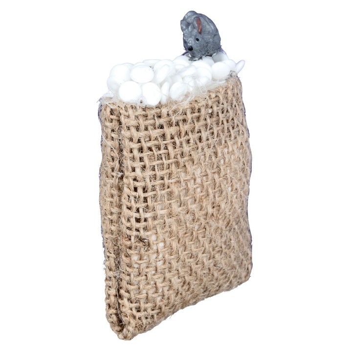 Ratón gris sobre saco de yute – cm 5x6 h