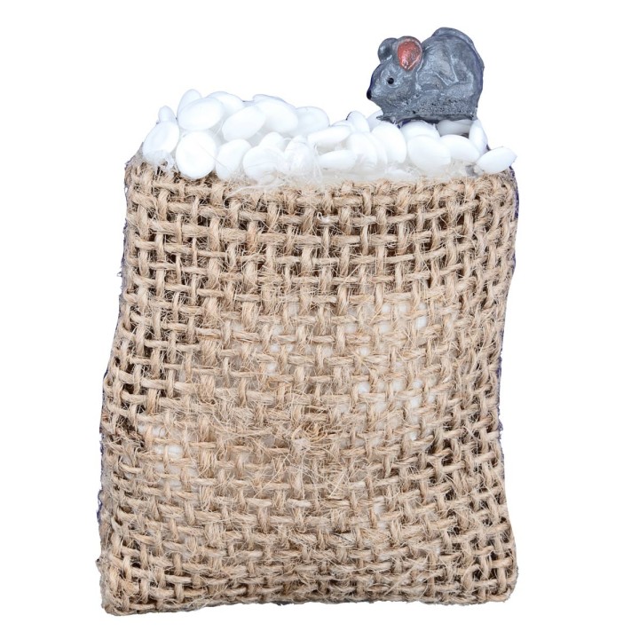 Gray mouse on jute sack – cm 5x6 h