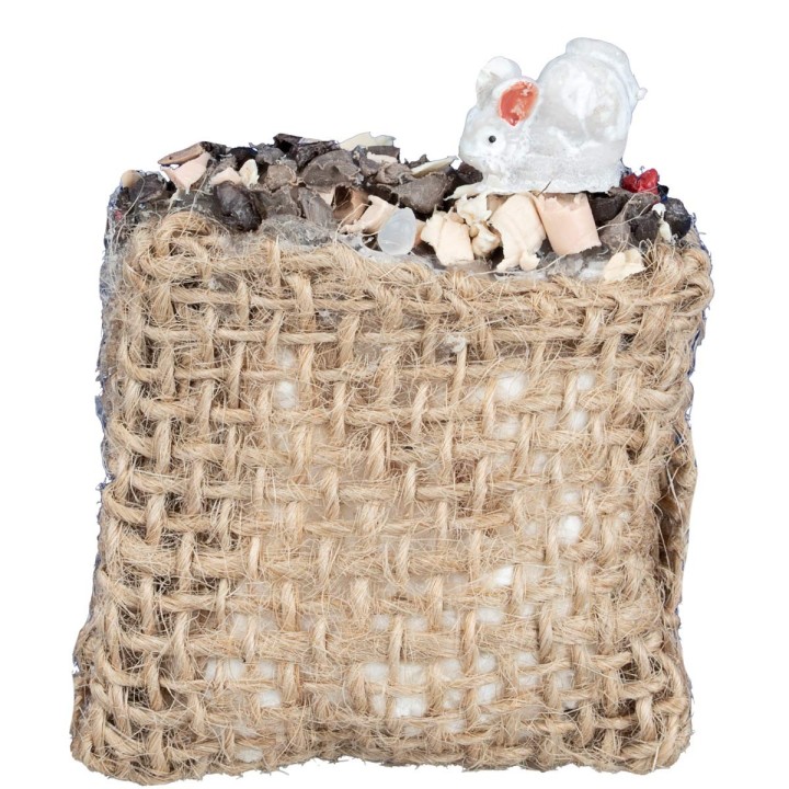 White mouse on burlap sack – cm 4.5x5 h