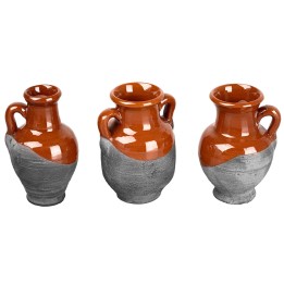 Set of 3 terracotta amphorae height 4 cm h