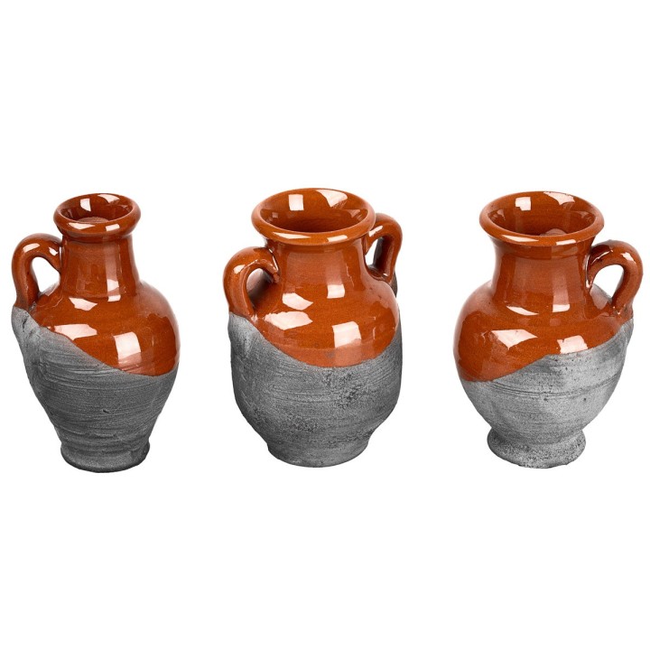 Set of 3 terracotta amphorae height 4 cm h