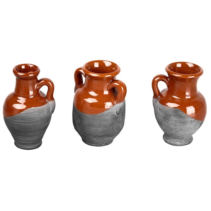 Set of 3 terracotta amphorae height 7 cm h