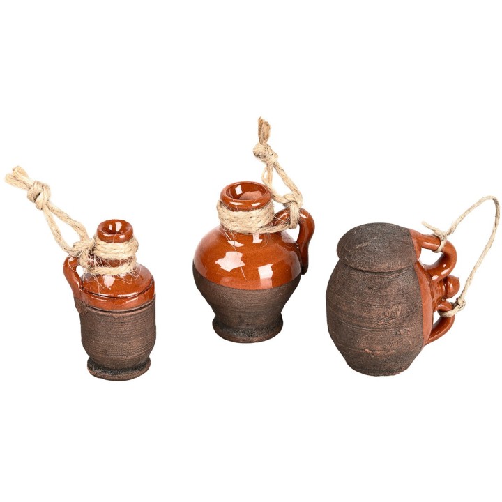 Conjunto de 3 ánforas de terracota con cuerda cm 4,5-5-5 h