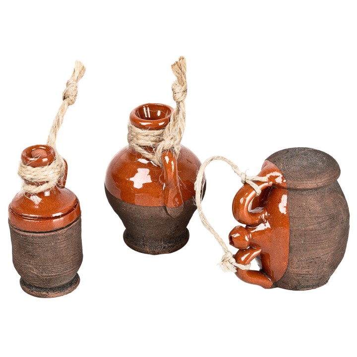 Set of 3 terracotta amphorae with rope cm 3.5-4.5-4.5 h