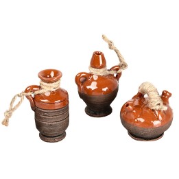 Set of 3 terracotta amphorae with rope cm 3.5-4.5-4.5 h