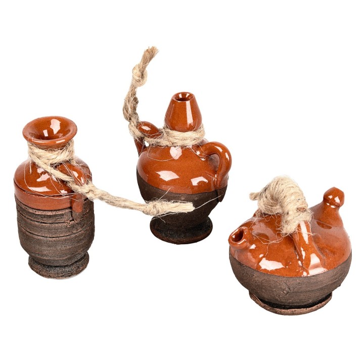 Set of 3 terracotta amphorae with rope cm 3.5-4.5-4.5 h