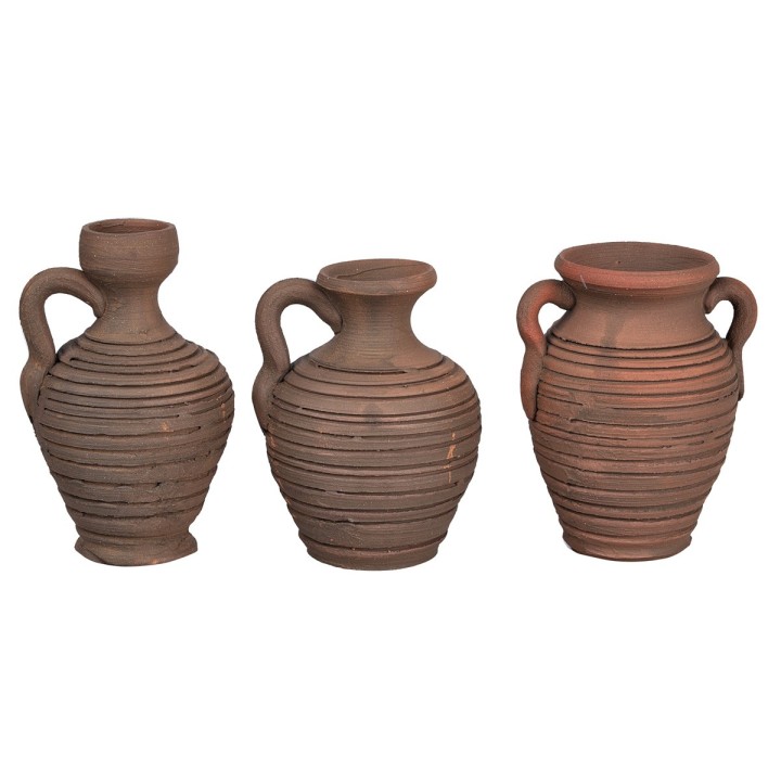 Set of 3 terracotta amphorae height 6-6.5-7 cm